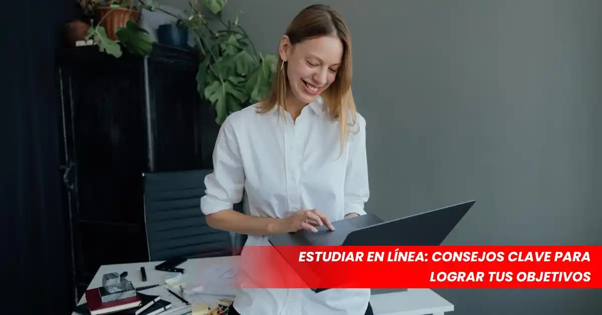 portada consejos para estudiar en linea joven con una laptop